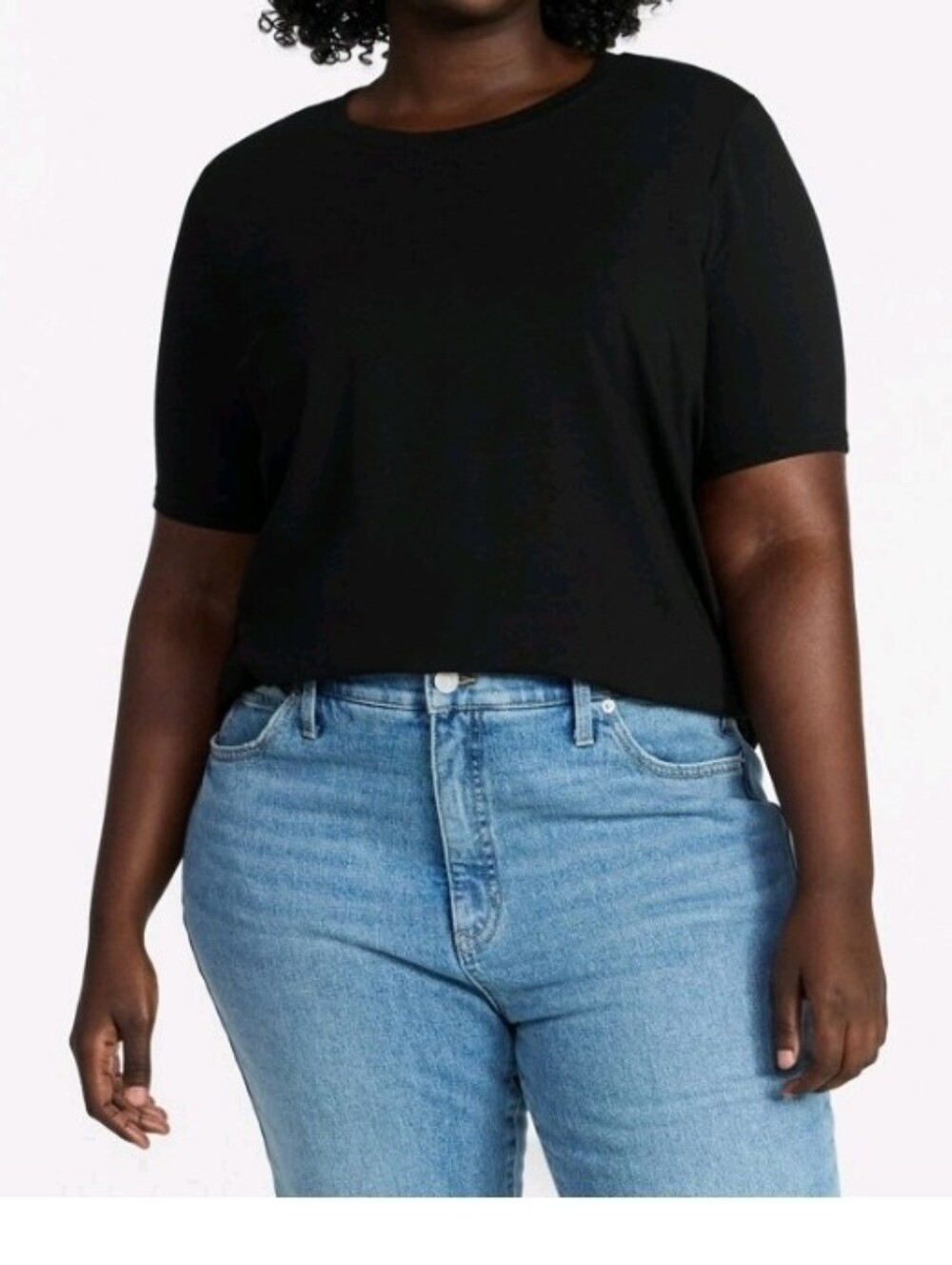 Terra & Sky Womens Plus Size Crewneck Tee Black Soot 2X 20W 22W Tencel NWT